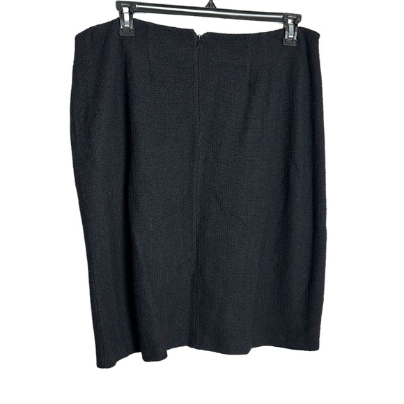 St John Black Leather side button Bellow Knee Knit Skirt EUC SZ16 - Picture 3 of 7